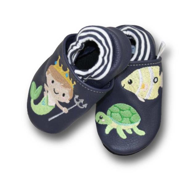 Krabbelschuhe Neptun & Fisch